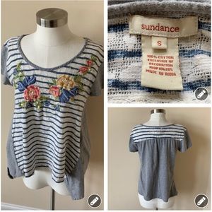 Sundance striped embroidered floral top #7168
